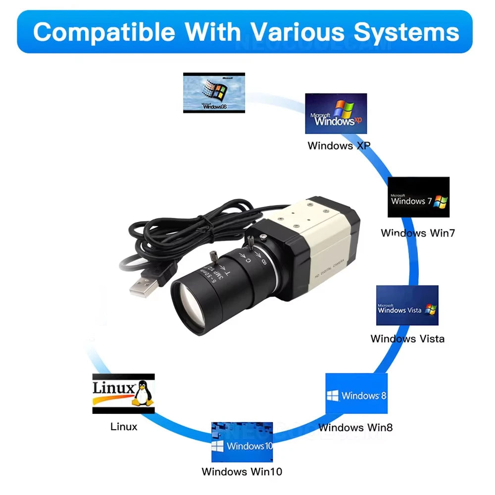 Industrial 4K 30fps CCD IMX415 HD USB Webcam 2K F5253 Sensor PC Video Usb Camera UVC OTG With 3MP 5-50mm Varifocal Zoom Lens