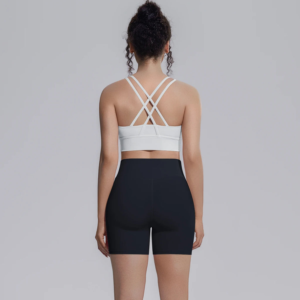 2PCS/set Yoga Set Summer Breathable Running Cycling Backless Sports Bra High Waist Peach Buttocks Fitness Shorts Gym Yoga Set