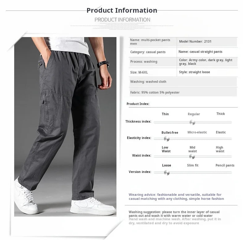 95%Cotton Men's Cargo Pants Summer Work Wear Spring New In Large Size Casual Climbing Joggers Sweatpants Hombre Autumn Trousers