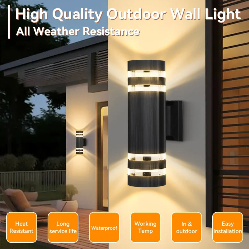 2025 NEW Wall Light Outdoor Waterproof LED E27 Bulb External Facade Decor Stairs Lights Entrance Fixture Home Decorative Wall