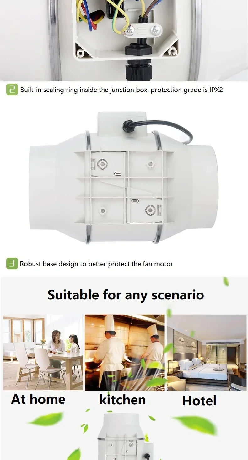 Exhaust Fan Home Mute Inline Duct Fan Bathroom Exhaust Fan Ventilation Equipment Kitchen Bathroom Wall Mounted Air Purifying Ve