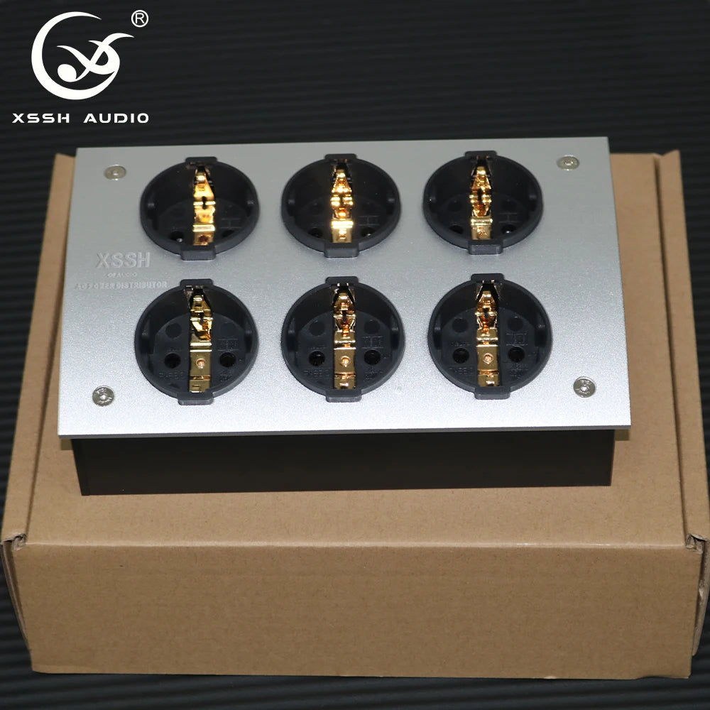 AU CN EU US Power Outlet Duplex HiFi XSSH Schuko AC Power Distributor 125V-250V 50/60Hz 15A 1875Wmax IEC Inlet Electrical Socket
