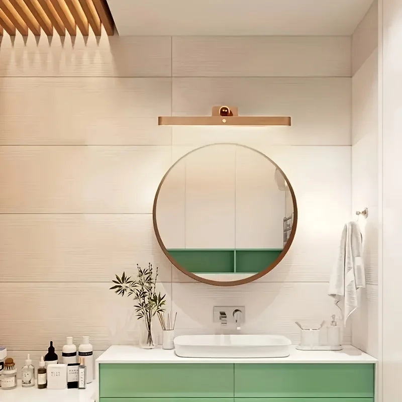 Modern Wooden LED Night Light - Touch-Controlled, Rechargeable, Wall Mount or Freestanding Lamp, Wireless LED Makeup Light
