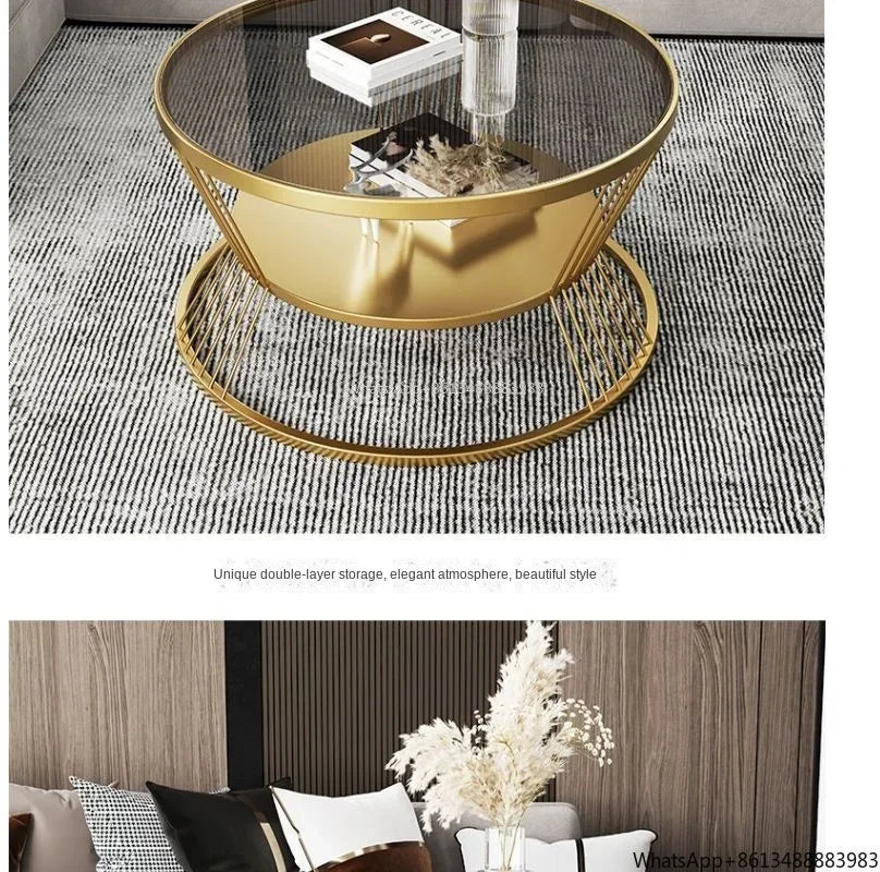 Small Apartment Living Room Round Household Minimalist Mini  Table Modern Light Luxury