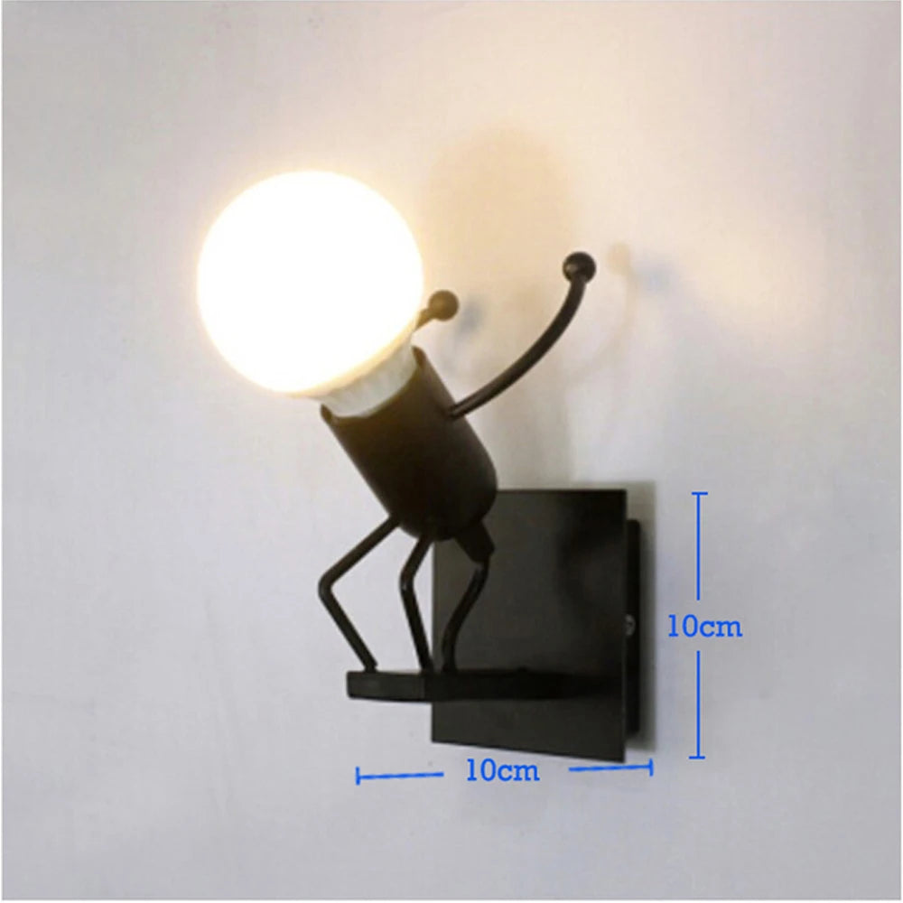 Modern LED  Wall Lamp Nordic Cartoon Doll Wall Lights  American Creative Metal Robot Sconce for Kids Baby Room Living Bedroom