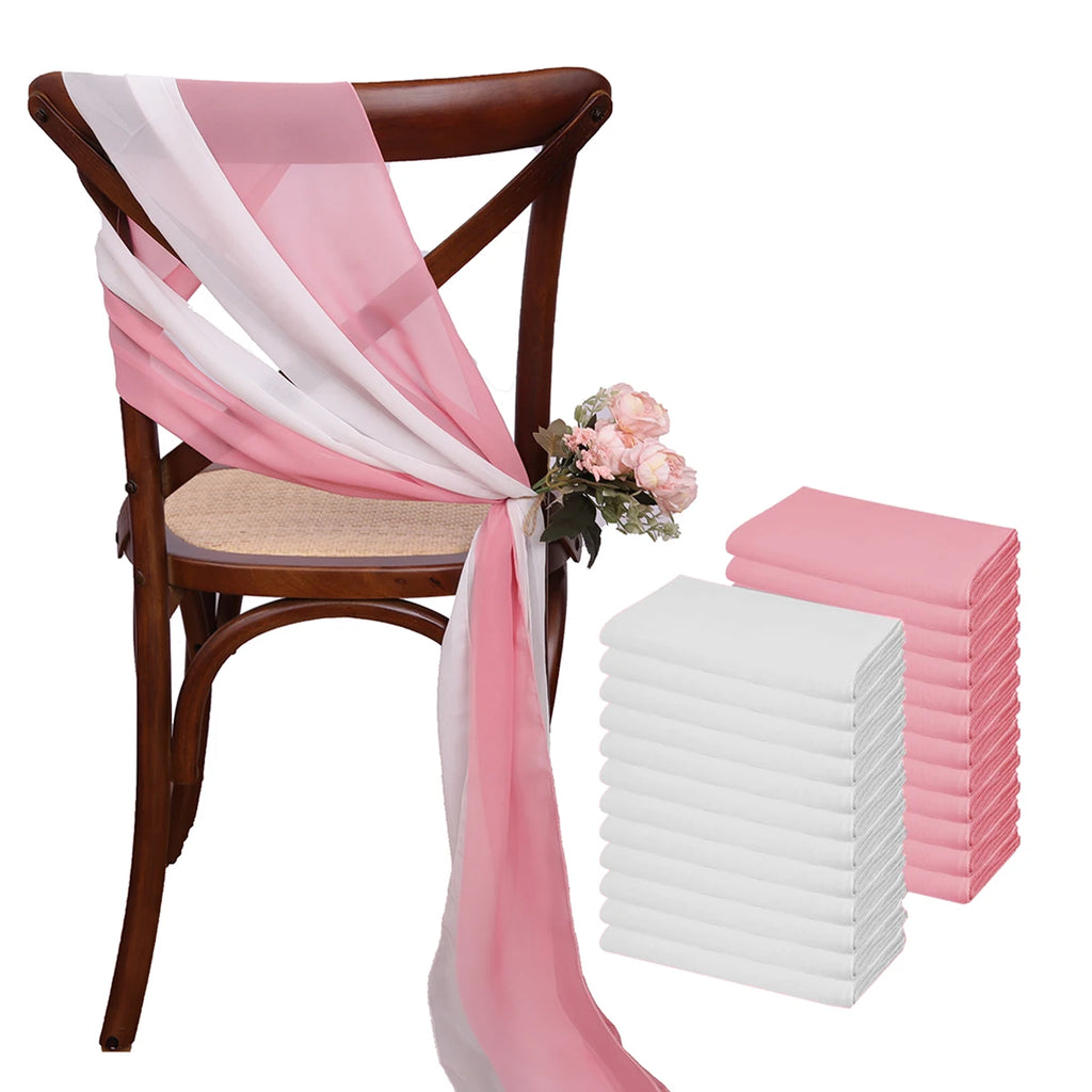 12 Pcs 17x275cm Green  Chiffon Chair Sashes  Wedding Chair Covers Ribbon Wedding Party Aisle Chair Decor