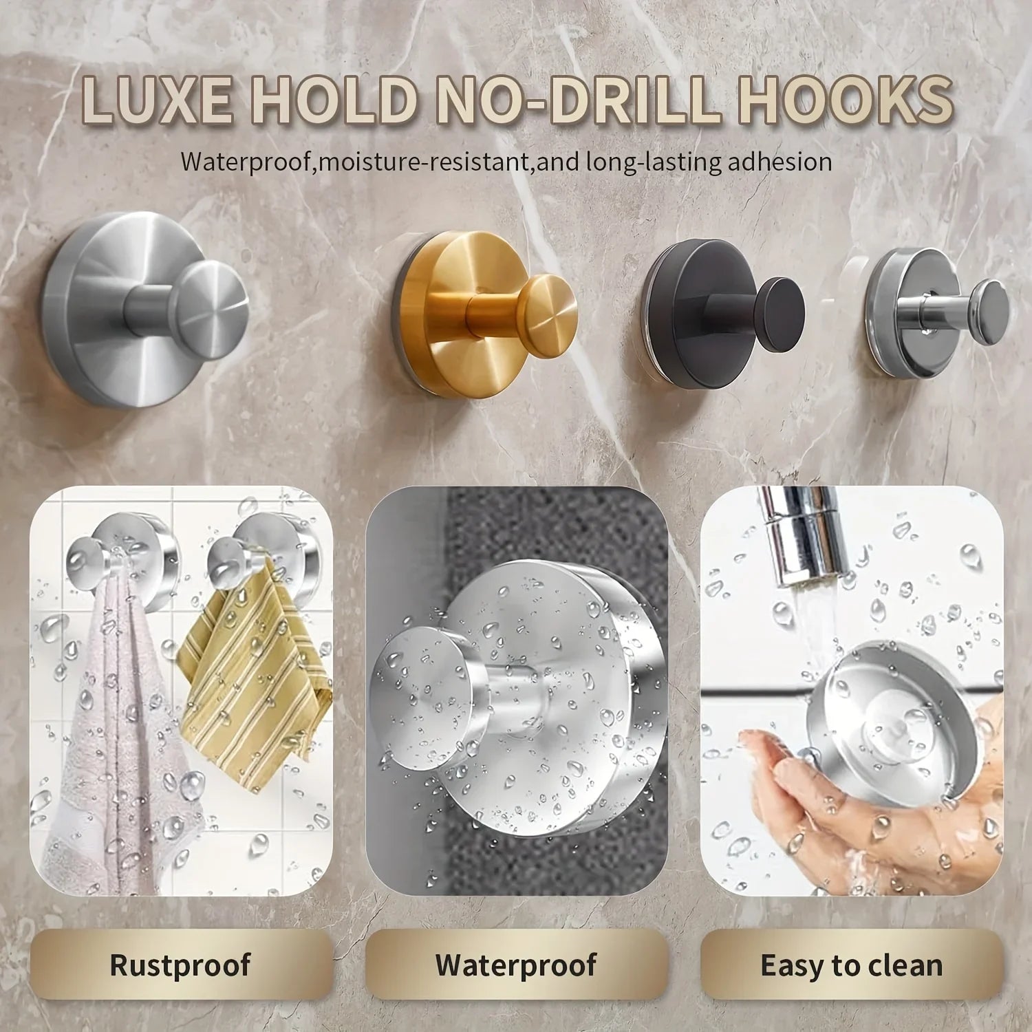 New Suction Cup Hooks Stainless Steel Waterproof Bathroom Shower Wall Mount Punch-free Reusable Strong Adsorption Hook Holders