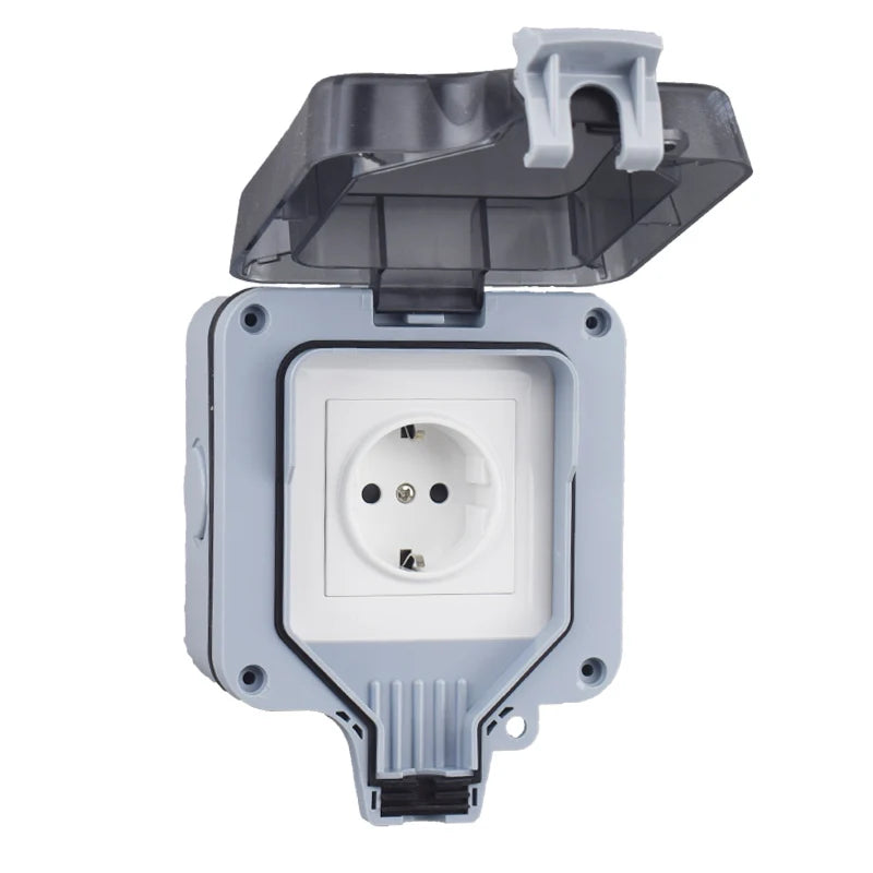 Double EU Socket Power Supply Switch Socket 16A Outdoor Wall Power Socket With USB Charging for Home& Garden IP66 Weatherproof