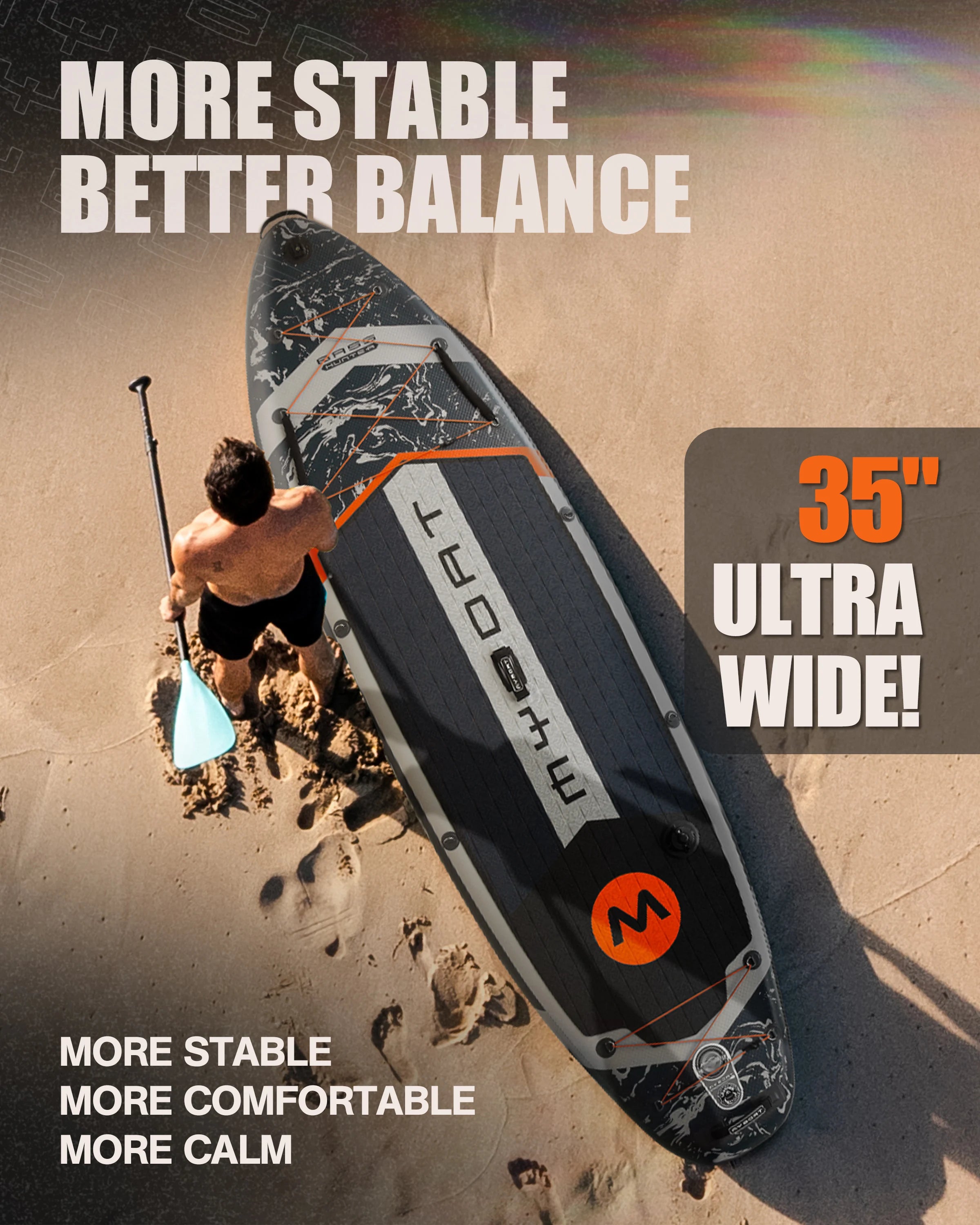 Myboat BASS HUNTER Grey SUB Waterproof Inflatable Paddle Board 11'6''x35''x6'' Aquatic Fishing With Accessories SUP сапборд