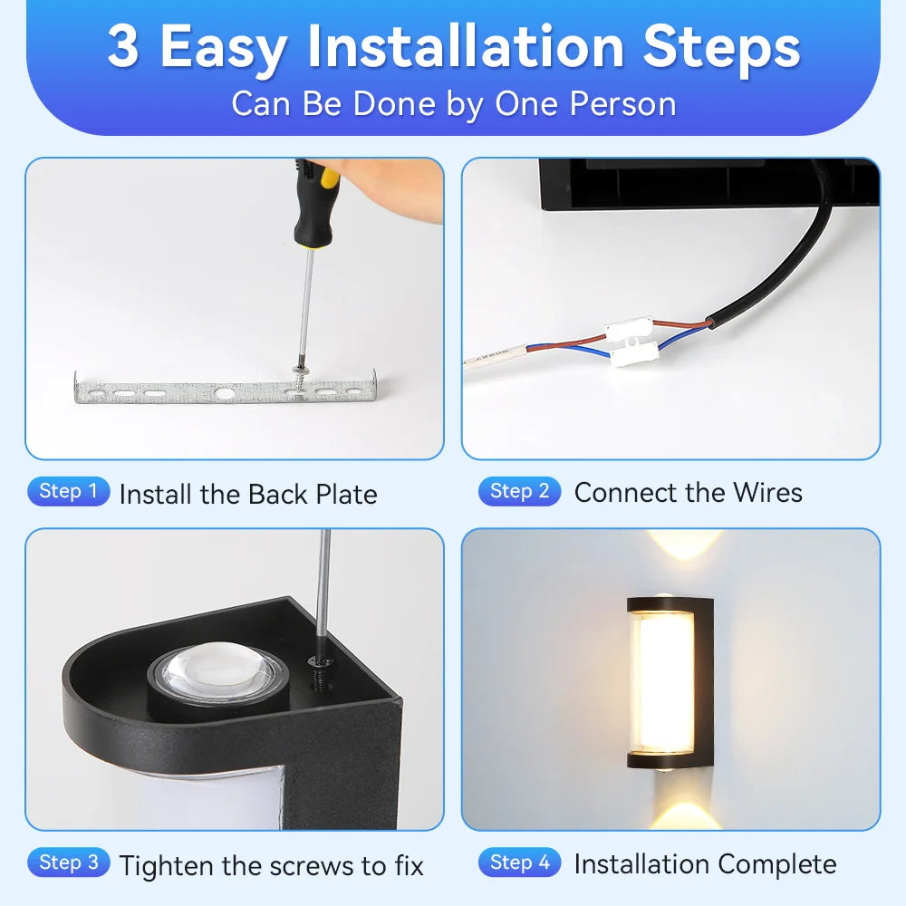 Waterproof Outdoor Indoor Wall Lamp LED Warm Light 12W AC85-265V IP65 Wall Sconce Lighting For Porch Courtyard Garden Decor