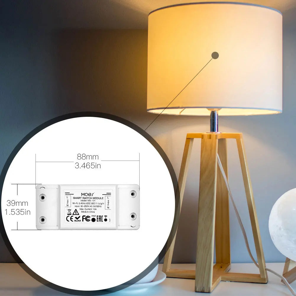 WIFI Tuya Smart Home Mini Circuit Breaker Wall Switch On/off APP Remote Control Timing Alexa Voice 16A 1Gang Switch Module