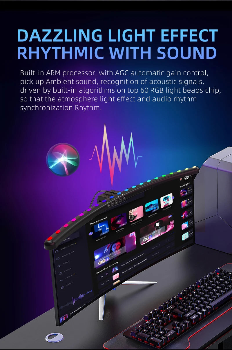 Smart RGB Monitor Light Bar Led Lights Wifi Dimmable Setup Gaming Room Decor Lightbar PC Screen Hanging Remote Control Desk Lamp