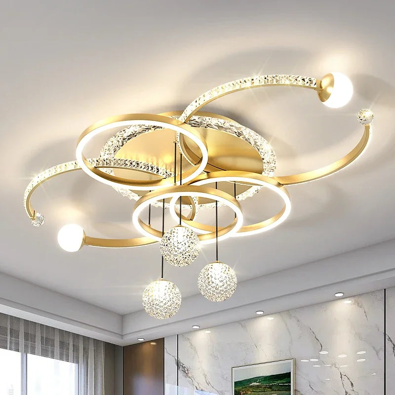 Modern LED Ceiling Light for Living Room Decor Pendant Light Interior Decoration Ceiling Luxury Chandelier Restaurant Lamp Villa
