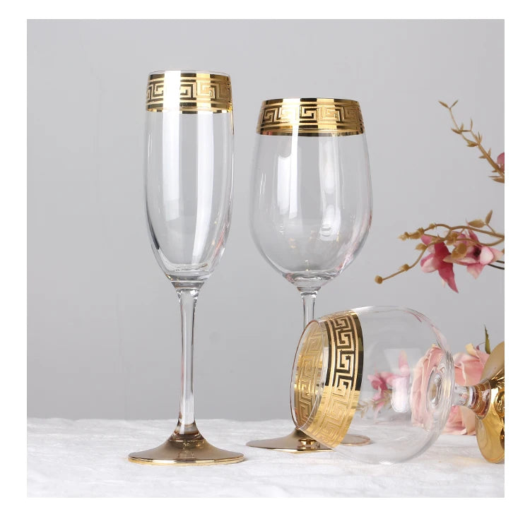 Phnom Penh Silver Rim European Glass Brandy Champagne Glasses Tall Wine Glasses Crystal Wine Glasses Table Household Glasses