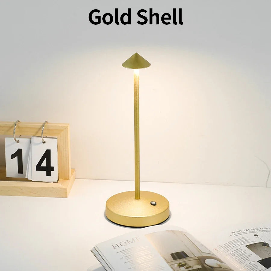 Modern Led Desk Lamp, Wireless, Adjustable Lighting, Dimmable, Touch Control, Rechargeable Lithium Battery, 800Mah, USB Powered, Button Control, Matte Plastic Metal Surface, Pointed Top, Solid Color, Dreamy Theme, Cute, Light