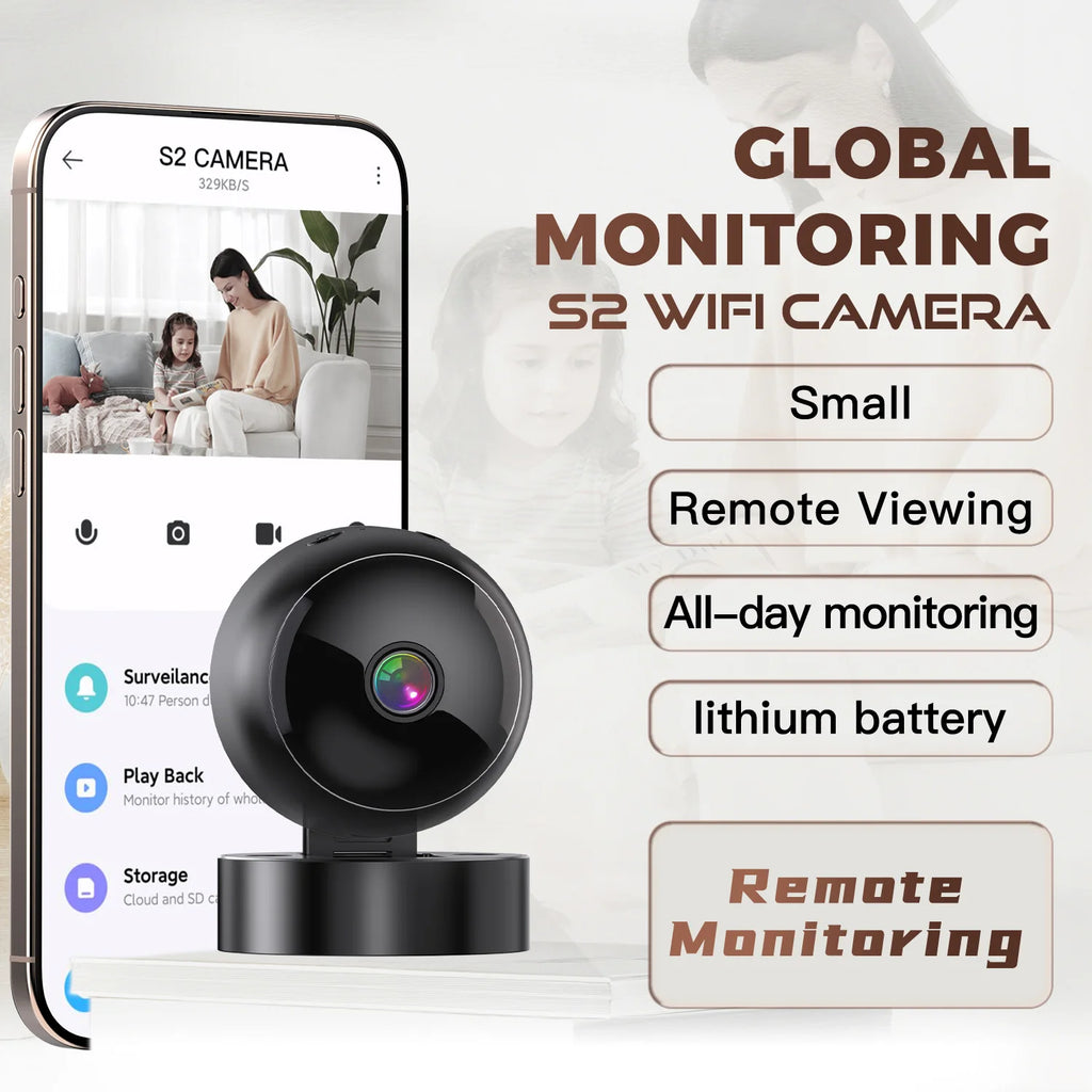 Wireless Security Camera 360° Full Coverage View WiFi HD Motion Detection Night Vision Indoor Outdoor Remote Monitor