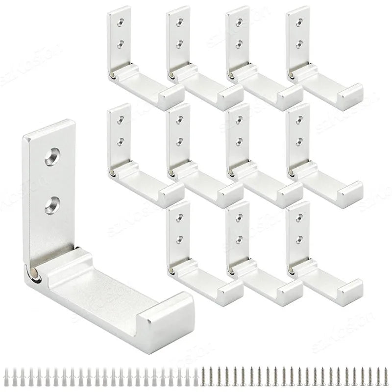 Folding Wall Hook Hidden Robe Towel Coat Hook Aluminum Alloy Hook for Home Kitchen Bathroom Black Sliver Towel Hanger