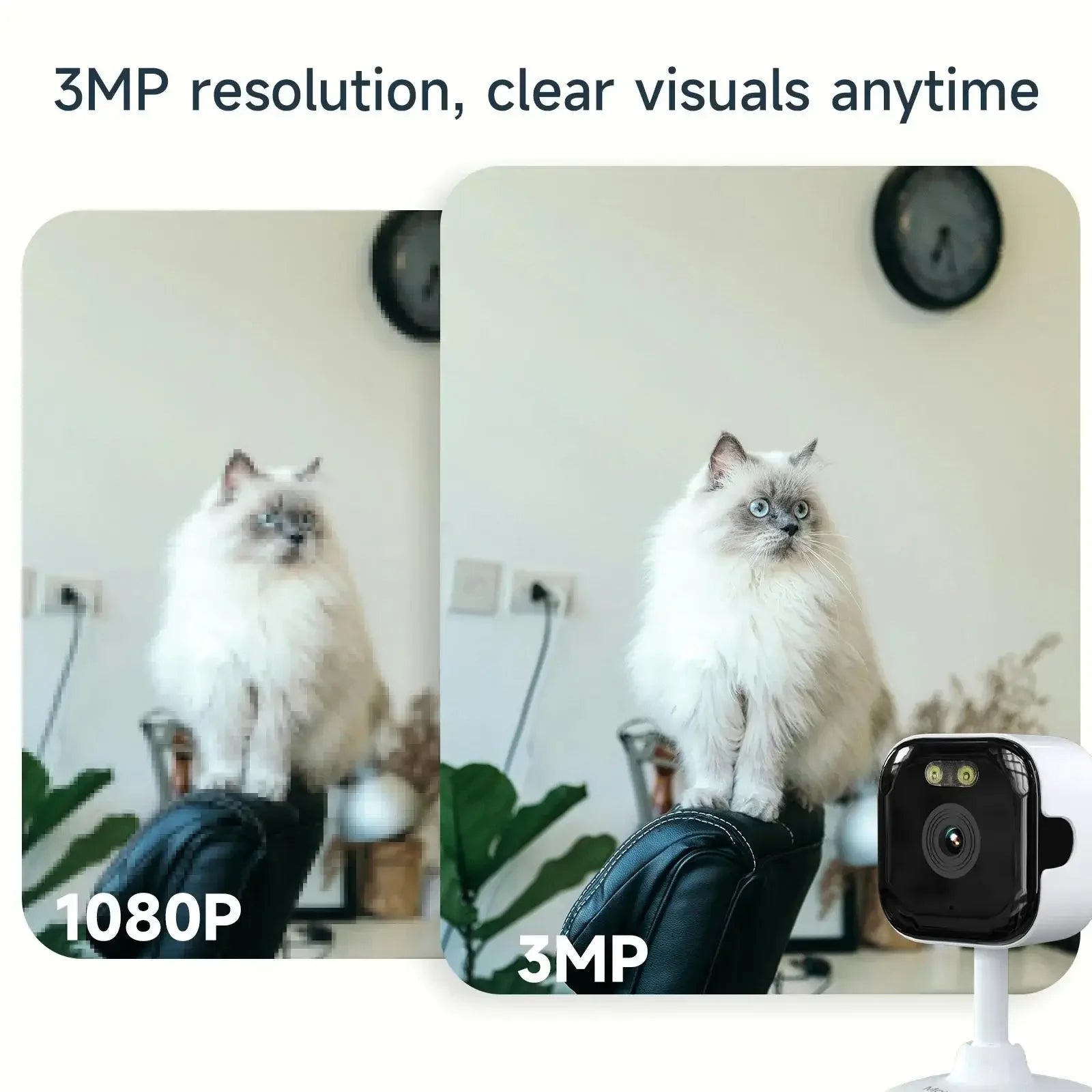 Window Camera Replaces Outdoor Cameras 2.4/5GHz WiFi Camera 3MP Resolution Full-Color Night Vision Through Window Mini Camera
