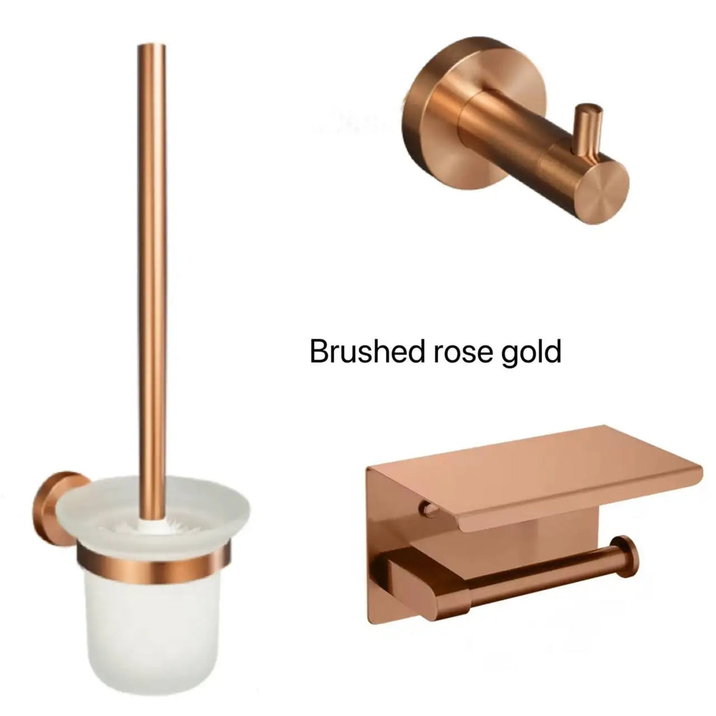 High-quality Brushed Rose Gold 304Stainless Steel Beautiful Wall Hook Toilet Paper Holder Towel Bar Bathroom Accessories