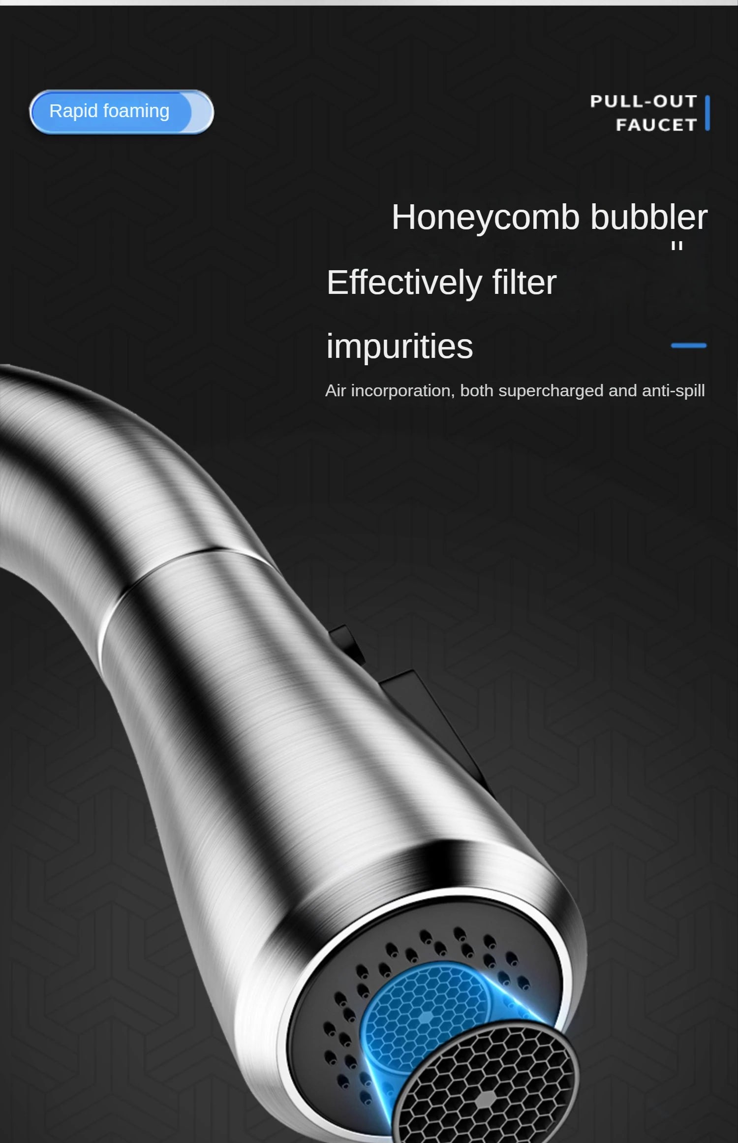 Pull kitchen faucet cold and hot water dual purpose splash proof faucet fast heating household wash basin faucet