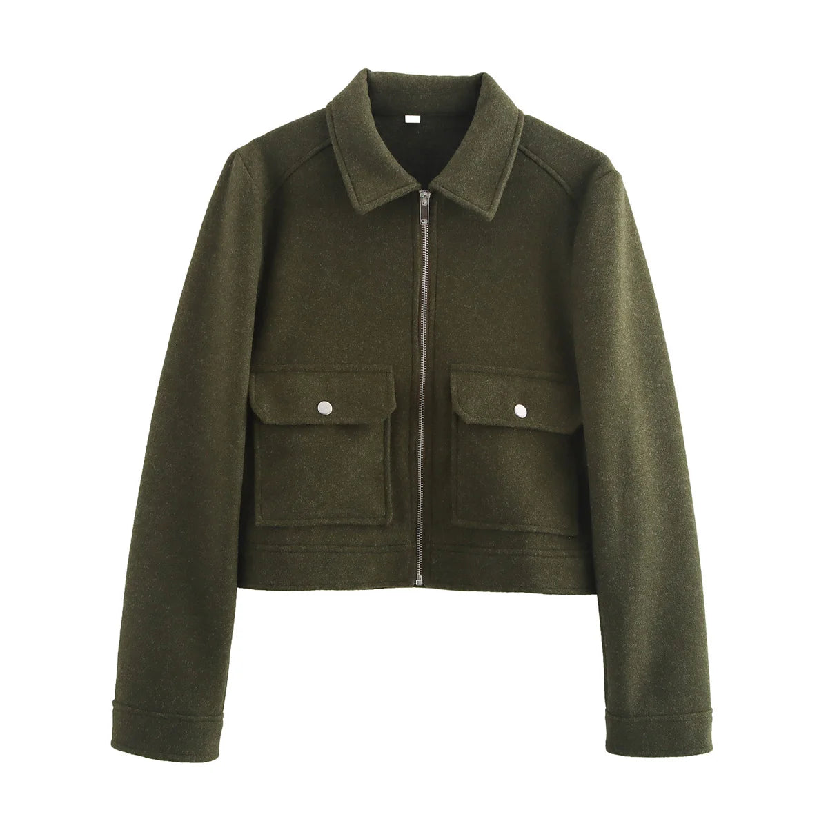 SLTNX Women's Zipper Jacket Coat New Winter Long Sleeve Pocket Outerwear Coat Short Street Elegant Women's Jacket