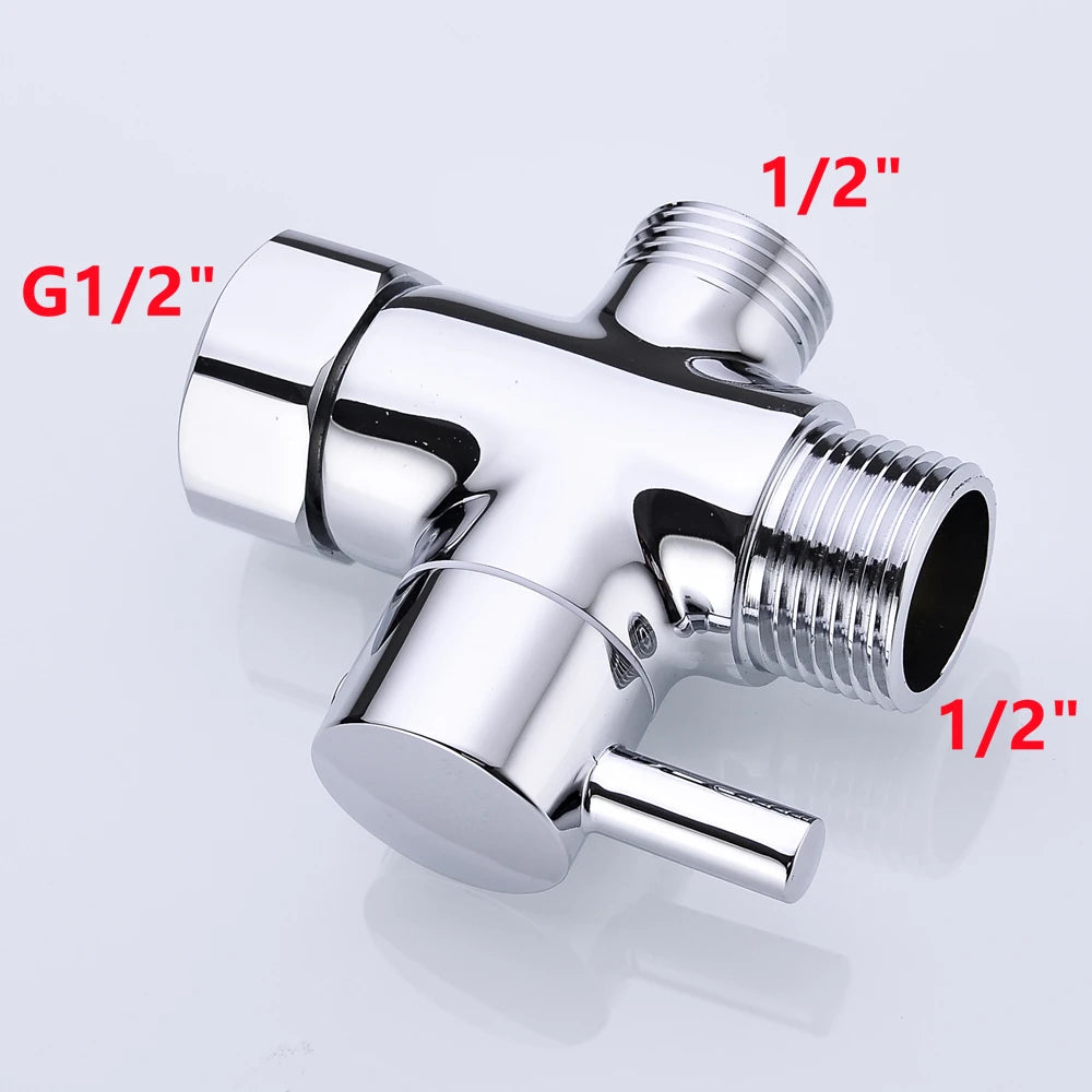 Metal 3 Way Shower Head Diverter Valve G1/2 Three Function Switch Adapter Connector Head Faucet Bathroom Accessories