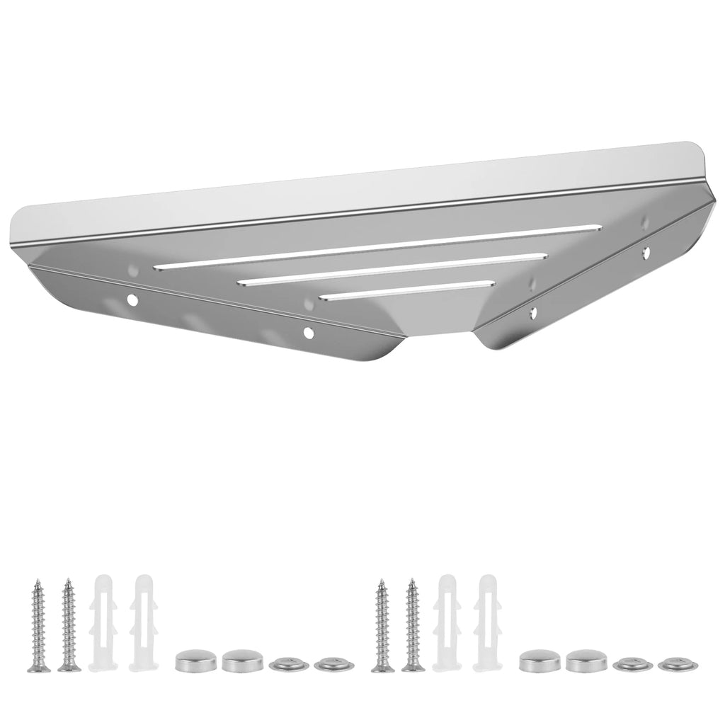Wall Mount Shower Corner Shelf No-drill 304 Stainless Steel Corner Shampoo Body Wash Storage Organizer for Bathroom Glass Shelf