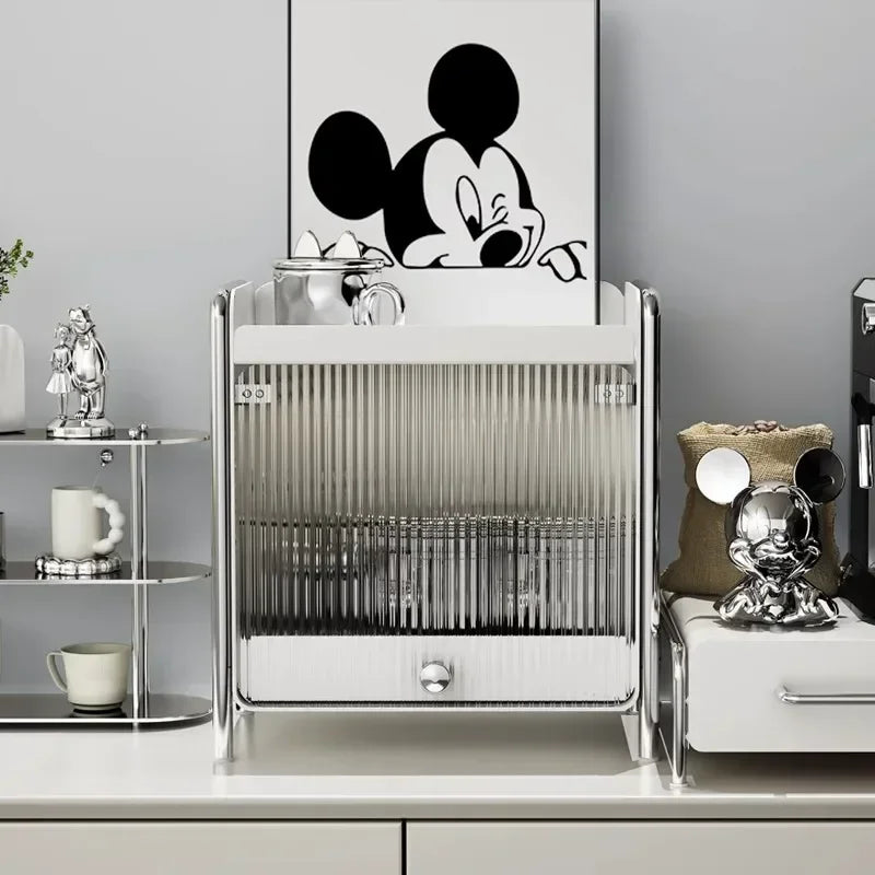New Drawer Organizer Deluxe Desktop Makeup Organizer Kitchen Shelf Dustproof Mug Tea Set Coffee Drawer Countertop Organizer