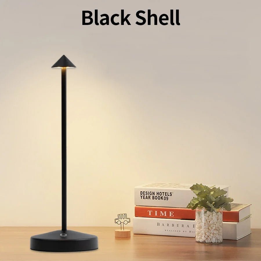 Modern Led Desk Lamp, Wireless, Adjustable Lighting, Dimmable, Touch Control, Rechargeable Lithium Battery, 800Mah, USB Powered, Button Control, Matte Plastic Metal Surface, Pointed Top, Solid Color, Dreamy Theme, Cute, Light