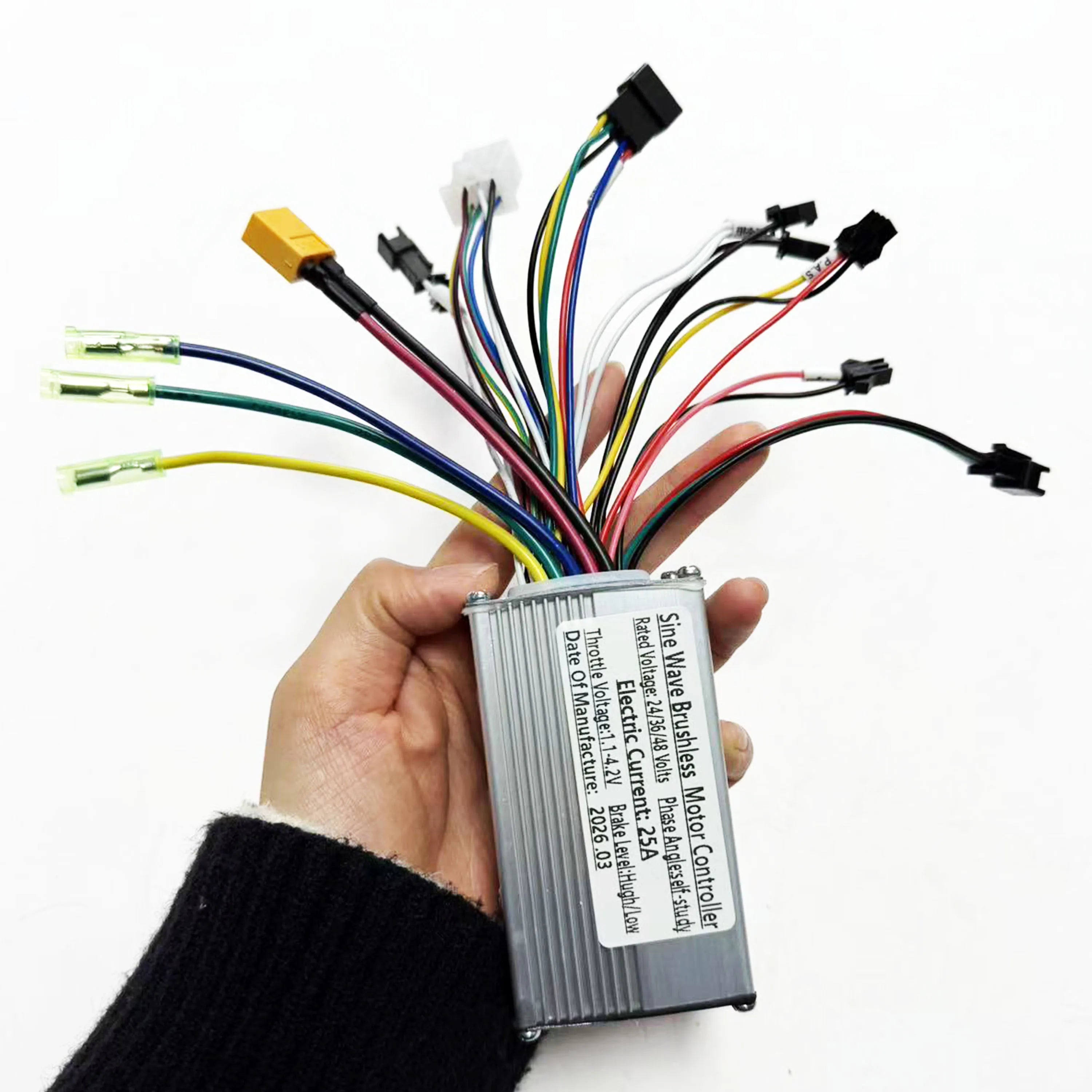 E-bike Brushless Motor Controller, 3 Mode Sine Wave, 24V/36V/48V, 350W 500W, 25A, for S866, V889, S966 UART No.2 LCD E-scooters