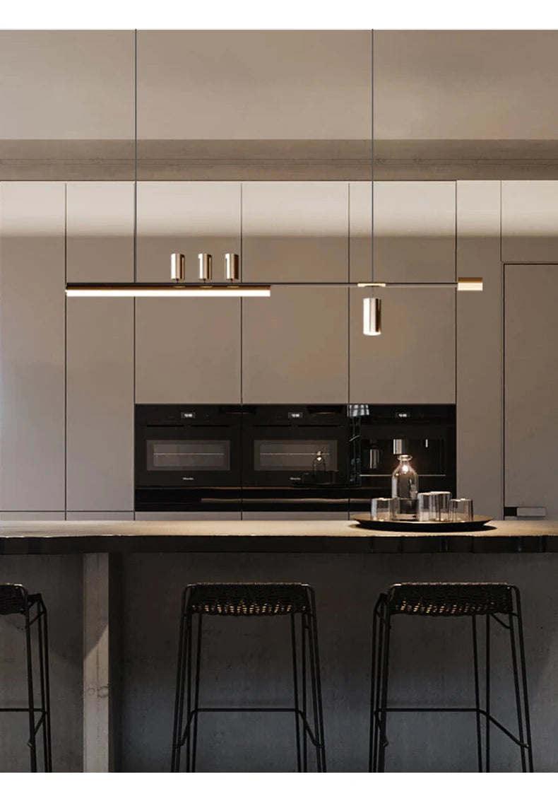 Minimalist Restaurant Chandelier Modern Light Luxury Simple Nordic Bar Table Spotlight Designer Creative Straight Strip Lights
