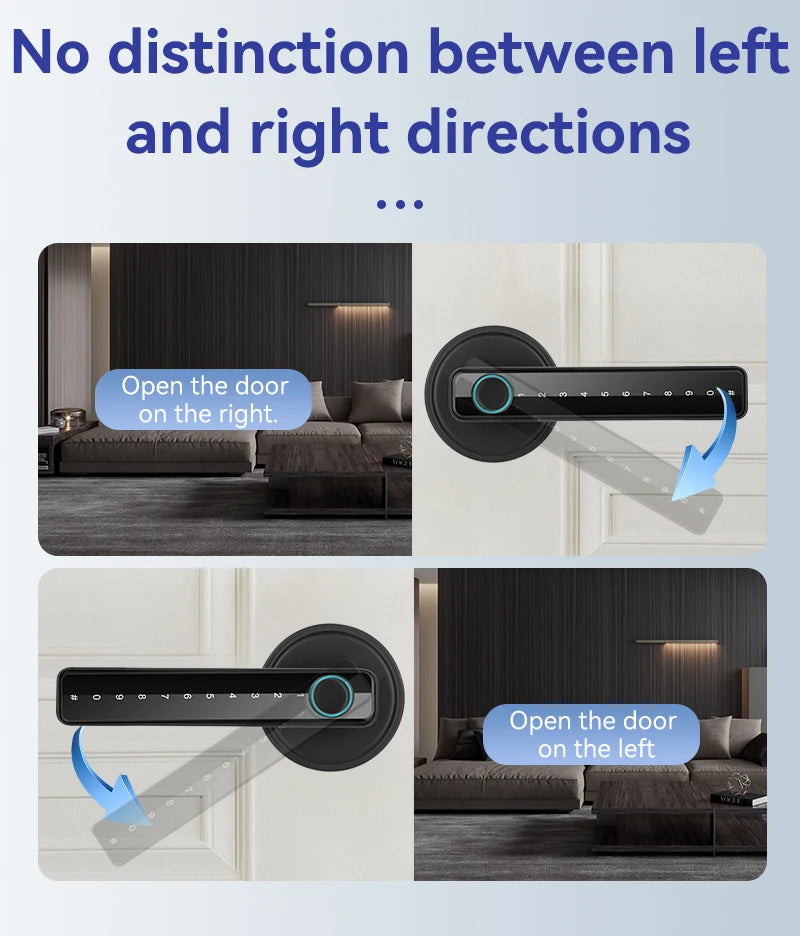 Tuya Bluetooth Smart Fingerprint Door Lock Electronic Lock With Password/Key/Card/APP Unlock Home Protection Smart Life Control