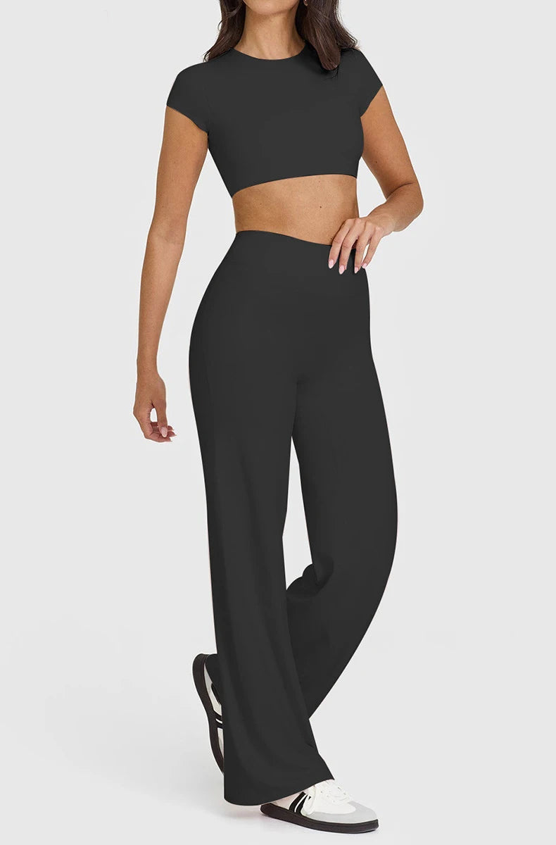 Straight Leg Yoga Pants Soft Butter Fabric Women Clothes Middle Waist Gym Pants Leggings Fitness Pilates Running Sports Trousers