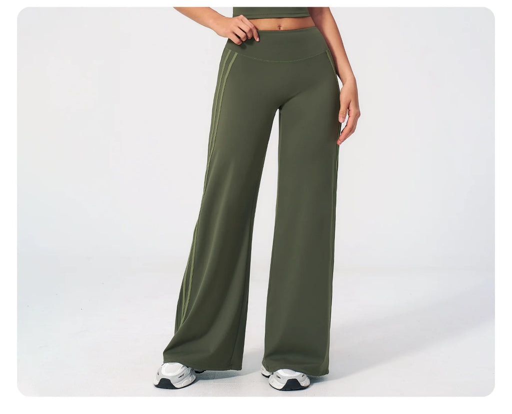 Yoga Pants High Waist Wide Leg Trousers Women Tummy Control Flared Pants Straight Workout Trousers Casual Fitness Bell-bottoms