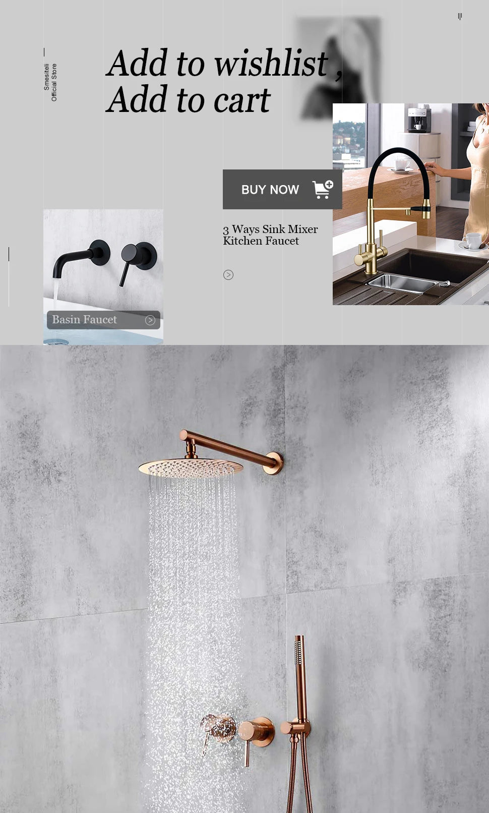 Wall Mounted Bathroom Shower Rainfall Shower Set Rose Gold Mixer Brass Faucet Hot Cold Water Mixer Tap With Head 8/10/12 Inch