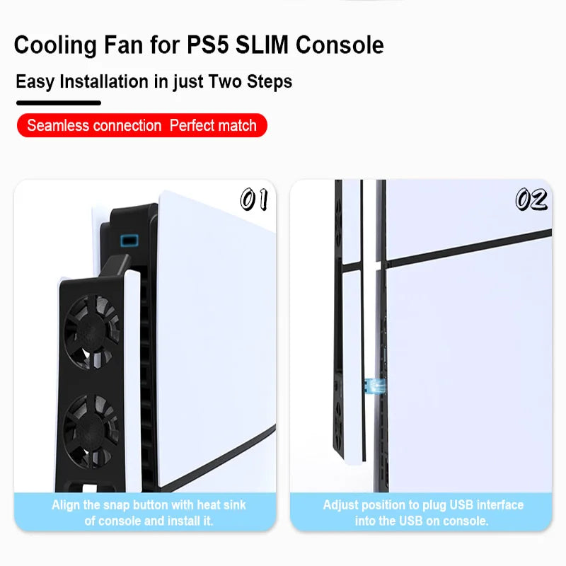 REMANK For PS5 and PS5 Slim Cooling System Cooling Fan For PS5 Slim and PS5 Cooling Fan Disc and Digital Console Cooling System