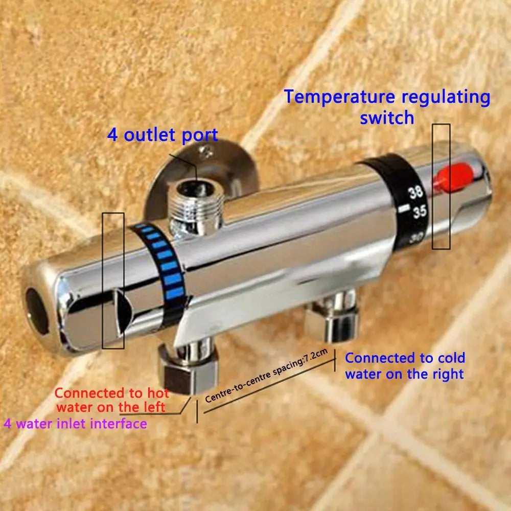 Home 1/2" Outlet Shower Valve Bathroom Accessories Exposed Bar Shower Mixer Bathroom Faucet Valve Tap