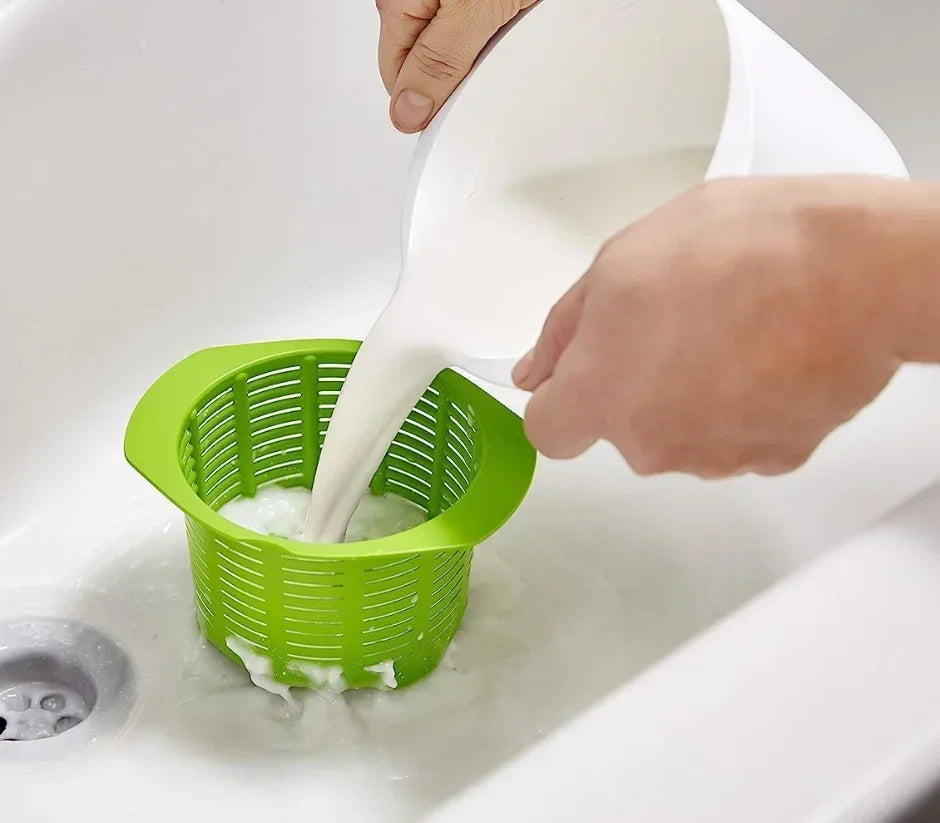 Silicone Microwave Fresh Cheese Maker Kit, Cheese Whey Drain Filter Bucket with Recipe for Homemade Cheese Kitchen Gadgets