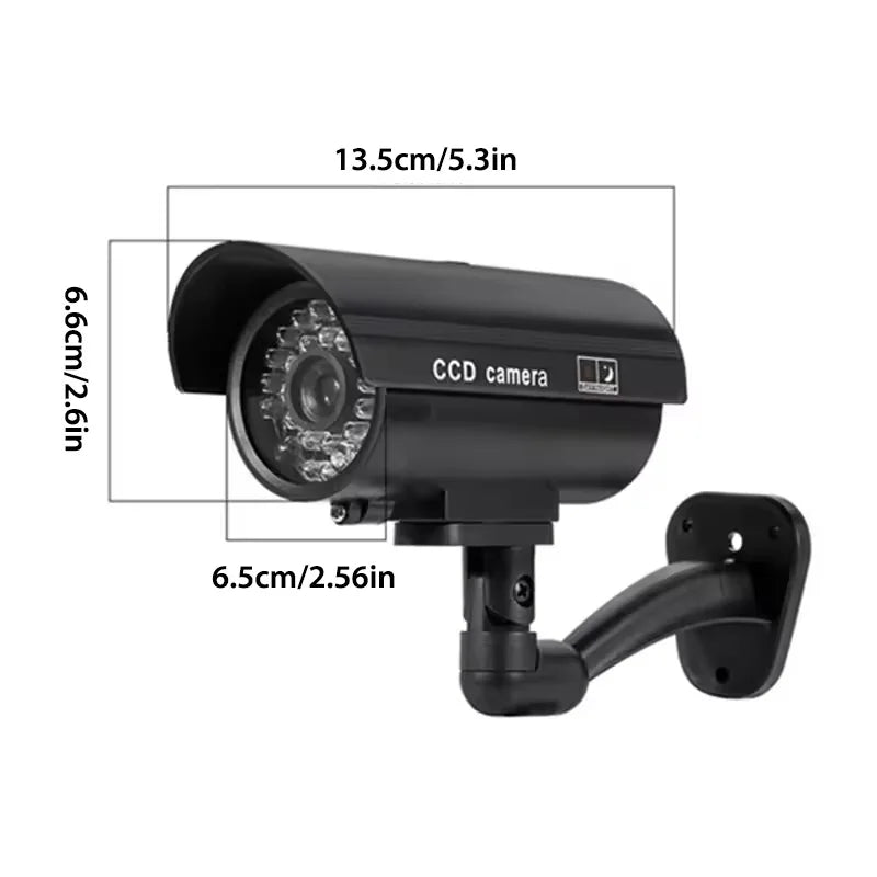 Dummy Security Camera with LED Red Flashing Light - Battery-Powered, Indoor/Outdoor Use