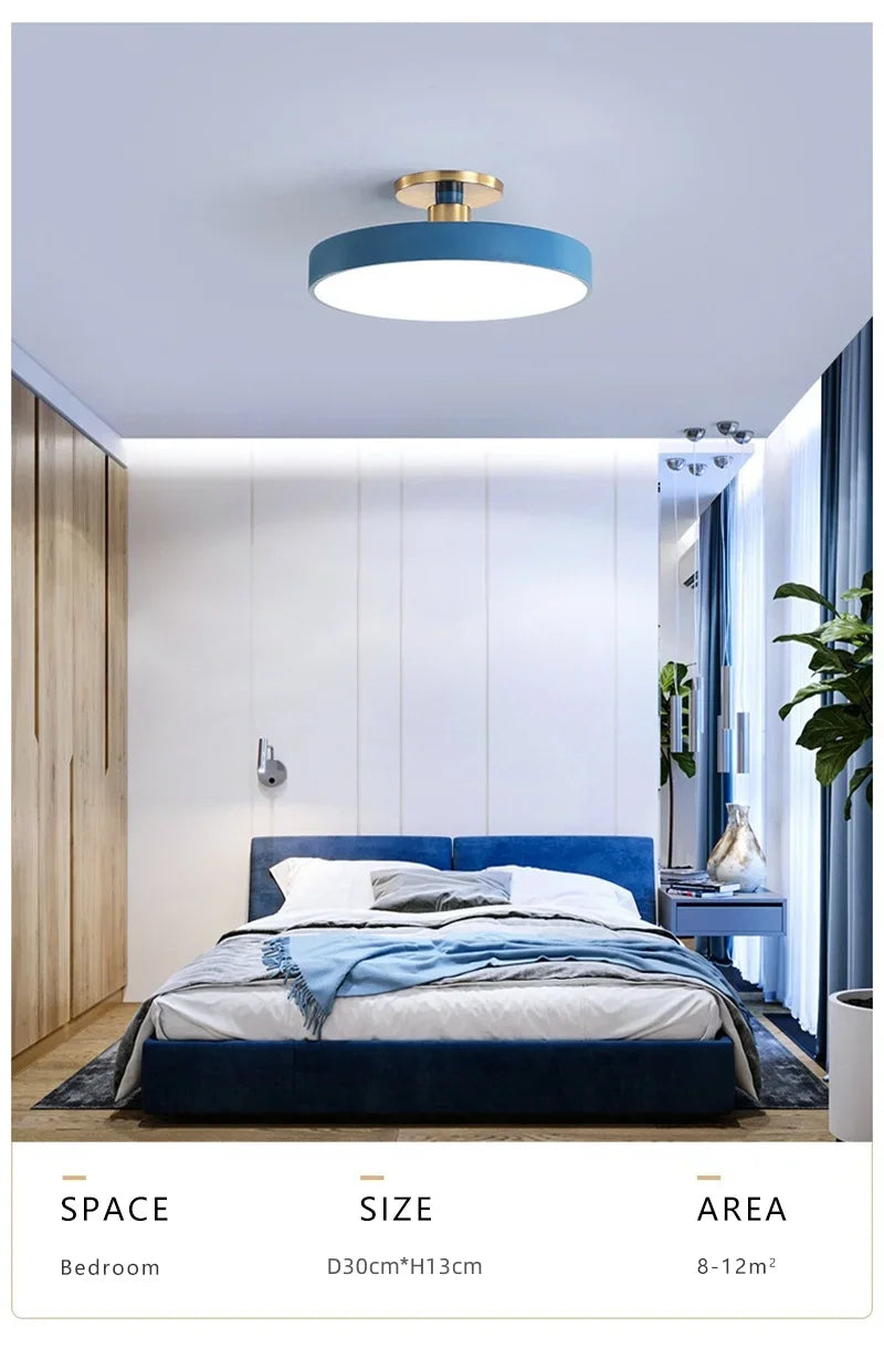 Modern Macaron LED Ceiling Light Simple Circular Dimmable Pendant Light Living Room Bedroom Study Nordic Decorative Lighting