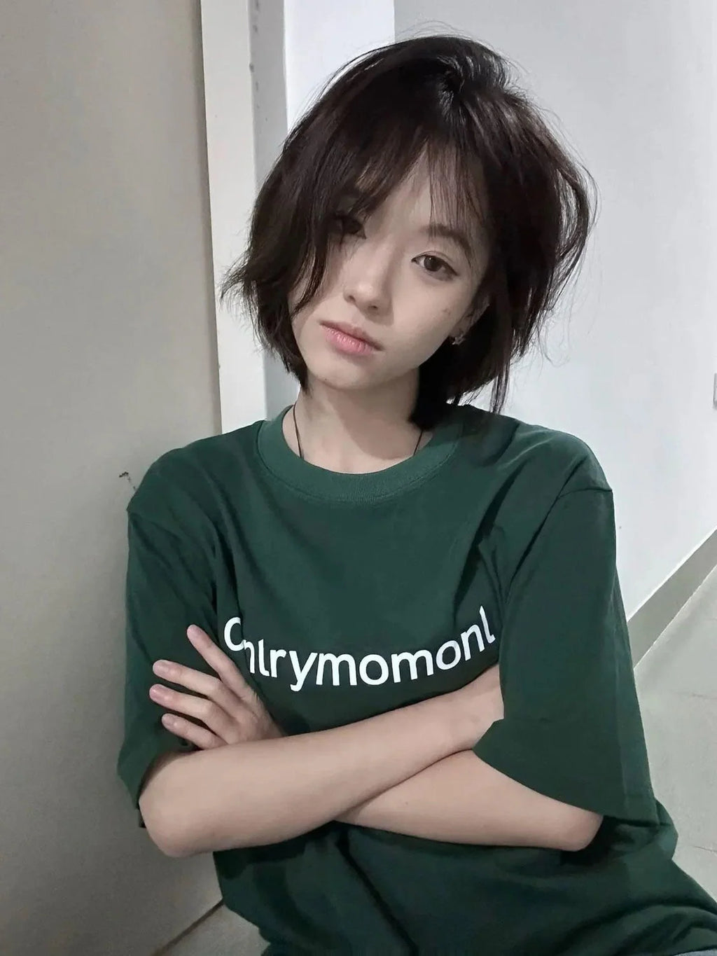 Loose Fit Women's Cotton T-Shirt Short Sleeve Green Color Casual Style round Neck Design Breathable Comfortable Summer Top