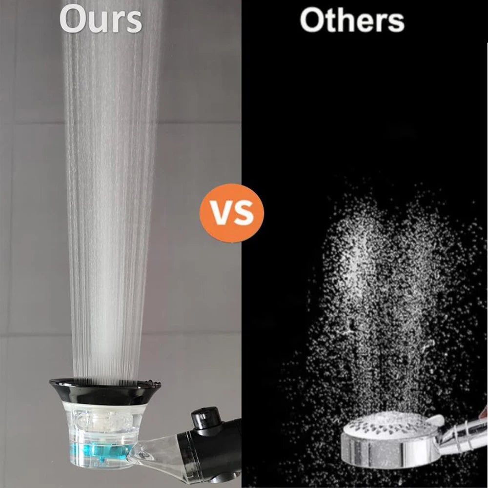 Propeller Pressurized Shower Head High Pressure With Stop Button Filter Water Saving Rainfall Showerhead Bathroom Accessories