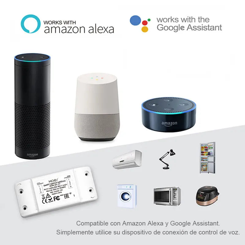 WIFI Tuya Smart Home Mini Circuit Breaker Wall Switch On/off APP Remote Control Timing Alexa Voice 16A 1Gang Switch Module