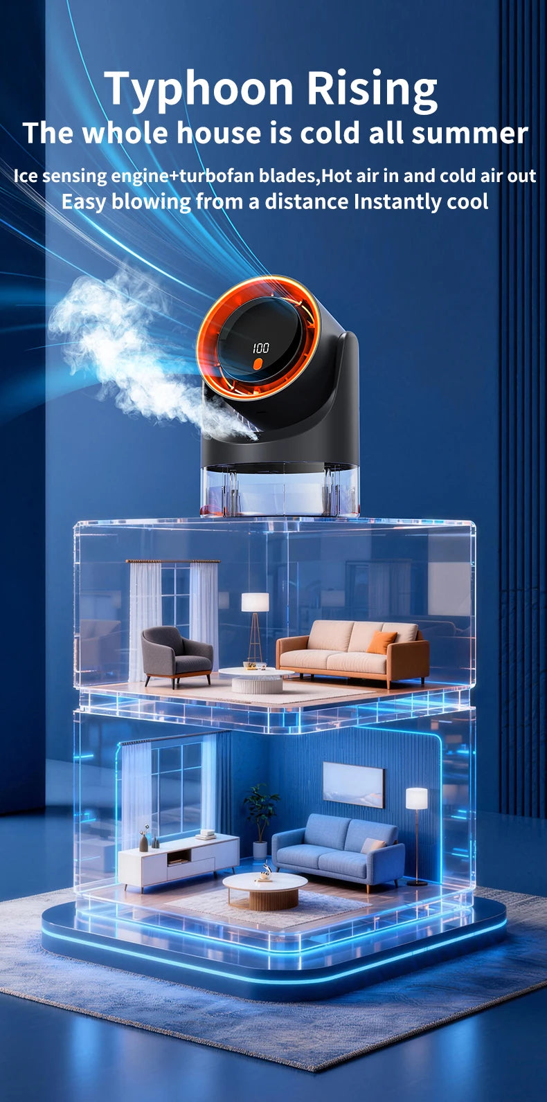 Household mini electric fan with single hole spray air conditioning cooling humidification circulating fan 360 ° adjustable
