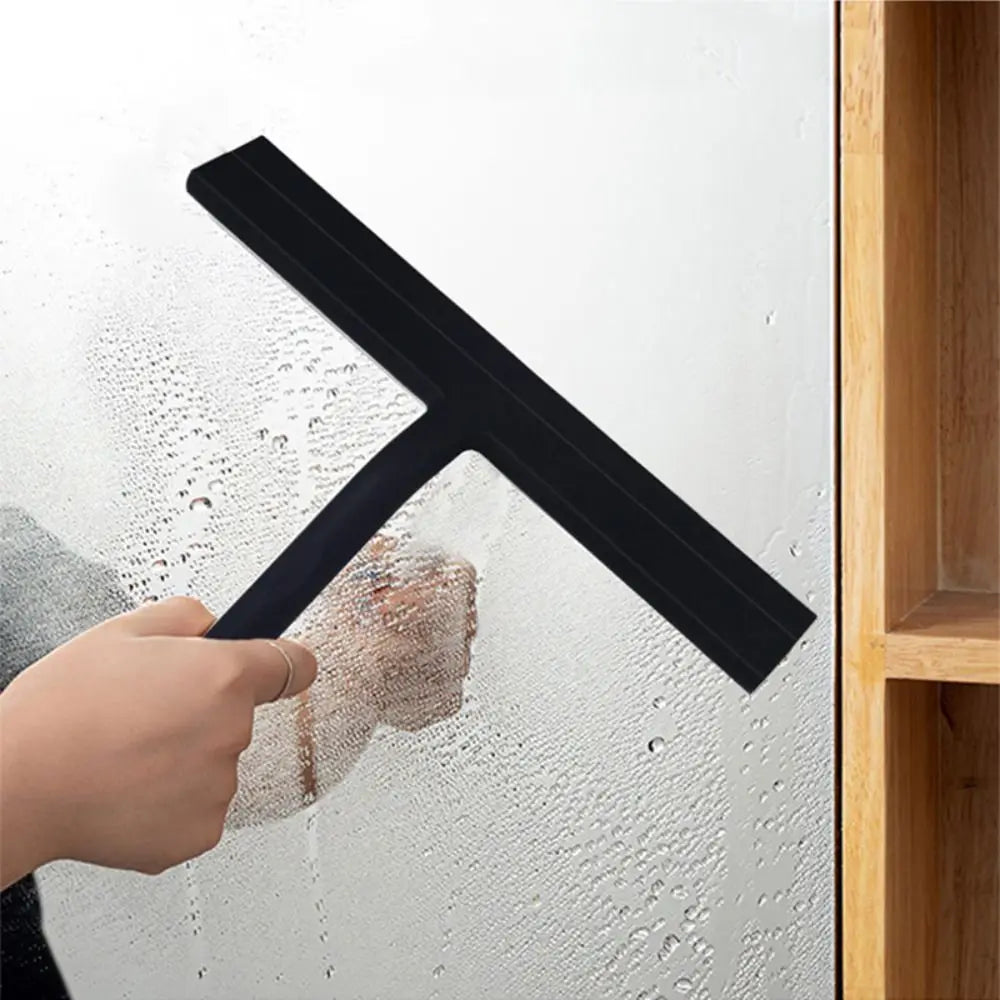 Matte Black Shower Squeegee Streak Free With Handle Window Scraper Silicone Material Hanging Holder Cleaning Tool