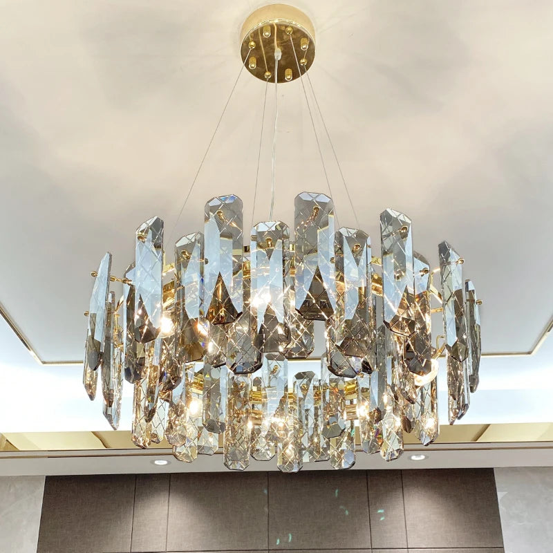 Postmodern Light Luxury LED Crystal Chandelier Atmosphere Dining Room High-end Home Bedroom Kitchen Living Room Pendant Lights