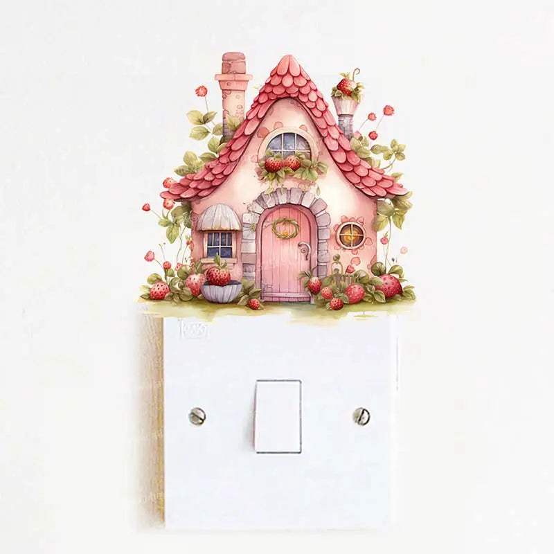 Plants Flowers House Switch Sticker Wall Stickers living Room Socket Light Switch Background Self-adhesive Decoration M1042
