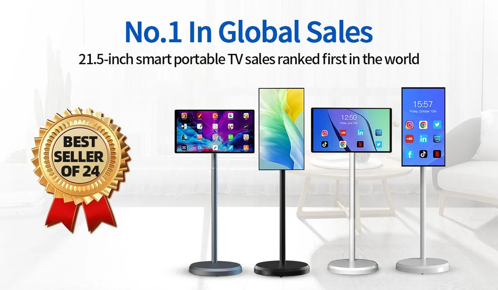 Mobile Touch Screen Lcd Tv 21.5 Inch White Mini Tv 4G+64G FHD Smart Television Android Portable Smart Tvs For Entertainment