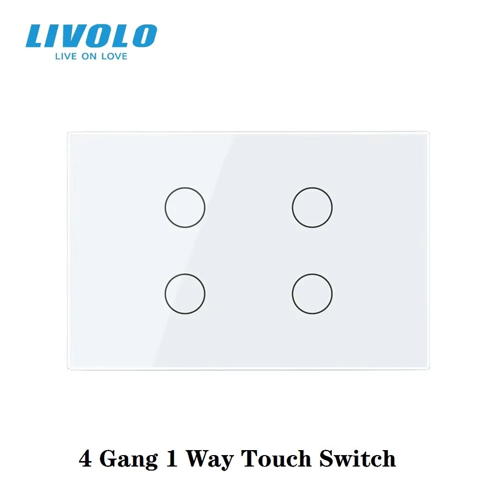 Livolo US/AU Standard Wall Touch Switch Crystal Glass Panel Touch Control Light Switch AC 110~250V/50~60Hz