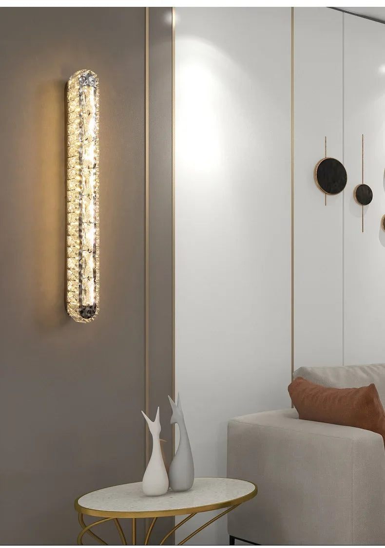 Luxury Modern LED Crystal Remote Control Wall Lamps for Living Room Bedroom Decoration Indoor Lights Fixtures Home Wall Decor